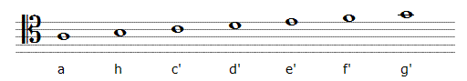 tenorschlüssel grafik mit noten stammtöne